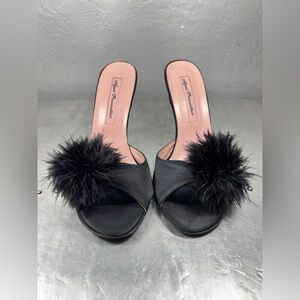 Agent Provocateur Satin Heels with Fur Pom
